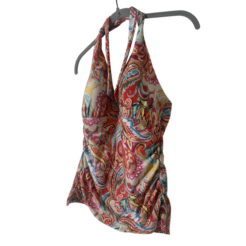 Lauren Ralph Lauren Paisley Halter Top Size 10 - Picture 3 of 8